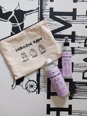 Hiroshi Kato Denim.wash 16 oz  and Denim Linen Spray 8 oz, Lavender+ Bag